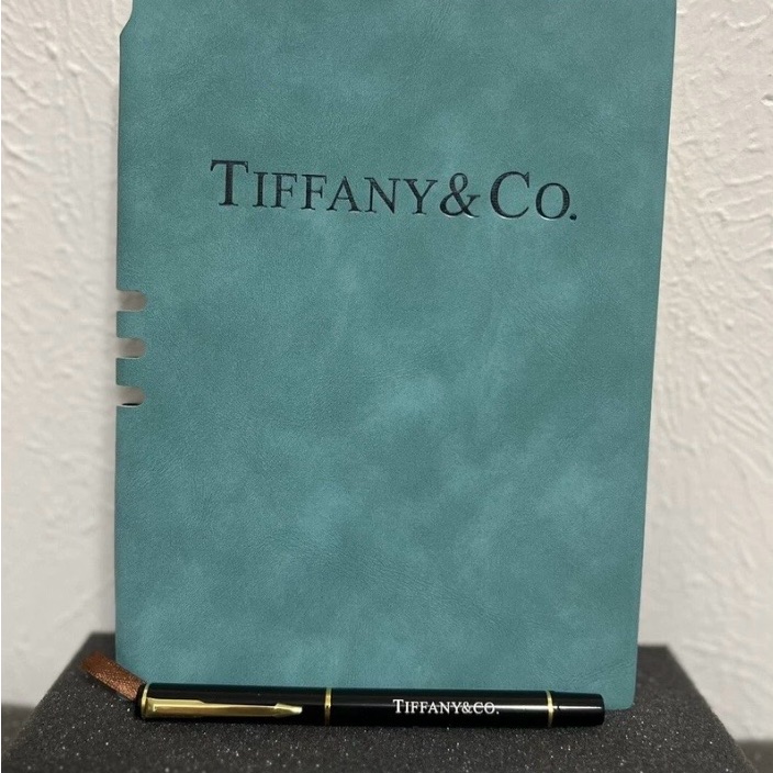 Tiffany  Co Teal Leather Suede Notebook With Pen New